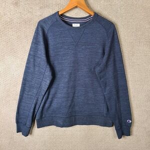 Champion‎ Sweater Mens Large Blue Pullover Crew Neck Heathered Cotton Blend